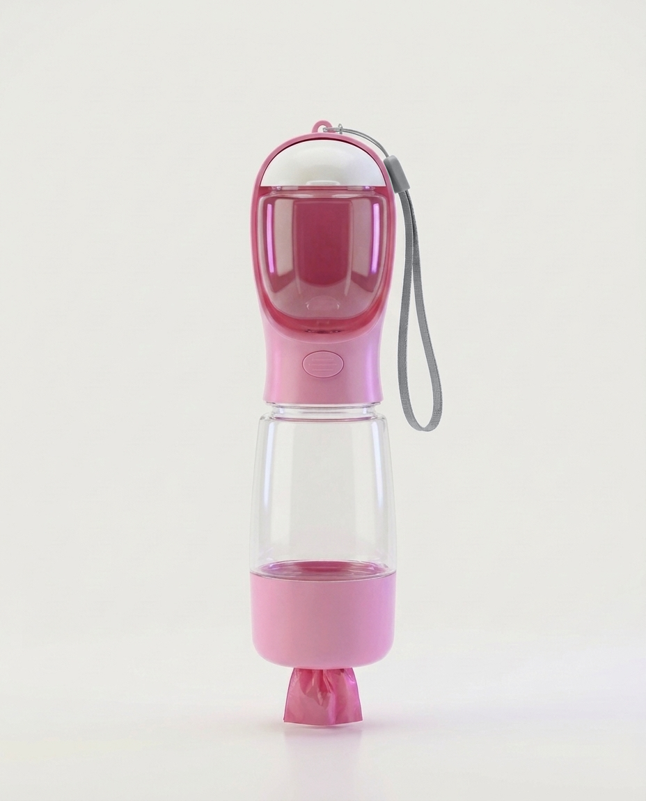 Gourde pour chien 3 en 1 Balade, coloris rose